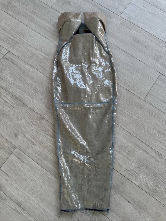 Rick Owens Dresses & Skirts - Rick Owens Strapless Metallic Silver Sequin Dress